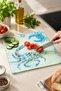 Glass Cutting Board Unbreakable Tempered 25X35 cm Crab Patterned Non-Slip