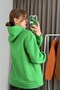 Green Three-Thread Embroidered Fabric Hooded Comfortable Fit Sweatshirt with Heart Embroidery Detail - 2