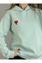 Blue Three-Thread Embroidered Hooded Kangaroo Pocket Heart Embroidered Long Sleeve Sweatshirt - 4