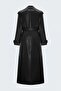 Long Leather Trench - Black - 4