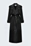 Long Leather Trench - Black - 2