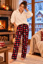 Women's Red Plaid Suede Quality Soft Winter Pajama Bottoms