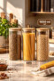 3-3 Bamboo Vacuum Lids Round Glass Jar Set of 6 Storage Container 1650ml 10X25Cm - 3