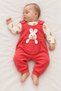 Baby Girl Set with Rabbit Figure and Overalls, 2-Piece Seasonal Baby Set - 2