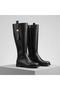 Women's Zanna Flat-Soled Buckle Boots - Black Leather - 5
