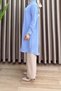 Asalet Tunic Ayrobin Fabric Women's Baby Blue Buttoned Casual Hijab Shirt - 2