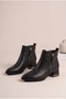 Women's External Zipper Low Thick Block Heeled Boots Round Toe Comfortable Sole Stylish Daily and Office Boots - 2