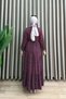 Semra Dress Viscose Printed Fabric Women's Plum Collar, Openable Buttons and Tieable Waist, Hijab Dress - 3