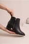 Women's External Zipper Low Thick Block Heeled Boots Round Toe Comfortable Sole Stylish Daily and Office Boots - 3