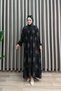 Erva Dress Viscose Fabric Women's Green Collar Openable Buttoned Comfortable Cut Patterned Hijab Dress - 4