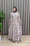 Pare Dress Viscose Fabric Waist Belt with Elasticated Sleeves Brown Floral Hijab Dress - 3