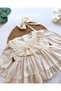 Chloe vintage lace collar bow detail holiday special occasion baby girl romper - 6