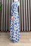 Pare Dress Viscose Fabric Waist Belt with Elasticated Sleeves Blue Floral Hijab Dress - 3