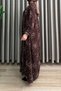 Erva Dress Viscose Fabric Women's Brown Collar Openable Buttoned Comfortable Cut Patterned Hijab Dress - 3