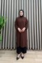 Saadet Tunic Ayrobin Fabric Women's Bitter Brown Collar Openable Buttoned Elastic Sleeves Comfortable Cut Tunic - 4