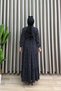 Semra Dress Viscose Printed Fabric Women's Black Collar Openable Buttoned and Waist Tied Islamic Dress - 2