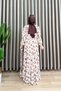 Pare Dress Viscose Fabric Waist Belt with Elasticated Sleeves Brown Floral Hijab Dress - 2