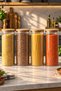 4-4 Bamboo Vacuum Lid Round Borosilicate Glass 12-Piece Jar Set Storage Container 2100ml 10X30Cm - 3