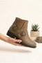 Women's Cross-Belted Double Buckle Flat Sole Ankle Boots with Internal Zipper, Comfortable Daily Winter Boots - 3