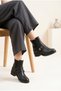 Women's Cross-Belted Double Buckle Flat Sole Ankle Boots with Internal Zipper, Comfortable Daily Winter Boots