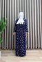 Yonca Dress Viscose Fabric Women's Navy Blue Floral Patterned Collar Openable Buttoned Relaxed Cut Islamic Dress - 3