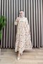 Armağan Elbi̇se Modal Mango Fabric Women's Yellow Half-Length Openable Buttoned and Floral Patterned Hijab Dress - 4