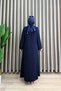Sunay Ferace Rabia Fabric Women's Navy Blue Stylish Ferace with Side Ties and Stone Detailing - 3