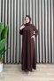 Dream Dress Ayrobin Fabric Women's Brown Hijab Dress with Side Pocket Detail and Openable Collar with Buttons - 3