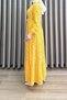 Ayla Dress Viscose Fabric Women's Yellow Floral Patterned Collar Openable Buttoned Waist Tie Muslim Dress - 4