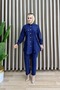 Di̇lanur Pantolunlu Takim Megan Fabric Women's Dark Blue Two-Piece Set with Pockets and Buttoned Trousers - 4