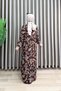 Patterned Meli̇ke Elbi̇se Vis Viscose Mash Women's Brown Hijab Dress with Button Detail and Elastic Sleeves - 3