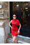 Sandy Fabric Eyelet Mini Dress — Red - 6