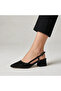 Glow Black Silvery Pointed Toe Heelled Shoes - 6