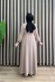 Sadakat Ferace Rabia Fabric Women's Beige Full-Length Zippered Kiloş Cut Ferace - 3