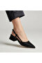 Glow Black Silvery Pointed Toe Heelled Shoes - 4
