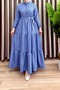 Dora Dress Posiviskon Fabric Women's Blue Buttoned and Mobile Belted Hijab Comfortable Cut Dress - 3