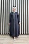 Nurella Ferace Crepe Chiffon Fabric Women's Smoked Hooded Striped Detail Hijab Ferace - 3