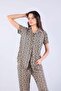 3115 Milan Shirt Collar Short Sleeve Top Long Bottom Pajama Set - 4