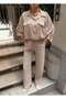 Tencel Fabric Gold Buttoned Bat Sleeve Suit - Beige - 6