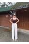 Linen Fabric Palazzo Summer Trousers — Beige - 5