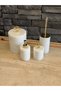 White Marble Gold Coral Accessory 4-Piece Bathroom Set - 5
