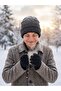 Unisex Fleece-Lined Black-White Knitted Folded Knit Beanie - 8