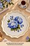 Gülistan Glass Printed Round Serving Tray with Hydrangea Pattern and Gold Edges Presentation Tray 38 cm