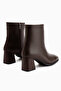 Margot Genuine Leather Brown Blunt Toe Heeled Women's Boots - 6