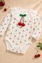 Baby Girl Cherry Lace 2 Pieces Long Sleeve Bodysuit - 2