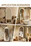 Arched Full Length Mirror,Free Standing Floor Mirror with Velvet Finish Frame,Cream White - 7