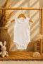 100% Cotton Natural Ribbed 3-Piece Baby Bodysuit Set with Straps and Snap Fasteners - 4