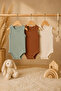100% Cotton Natural Ribbed 3-Piece Baby Bodysuit Set with Straps and Snap Fasteners