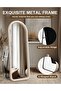 Arched Full Length Mirror,Free Standing Floor Mirror with Velvet Finish Frame,Cream White - 6
