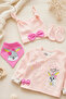 Baby Girl Rabbit Patterned Bow Detailed 8-Piece Hospital Discharge Bodysuit Set 100% Cotton - 4